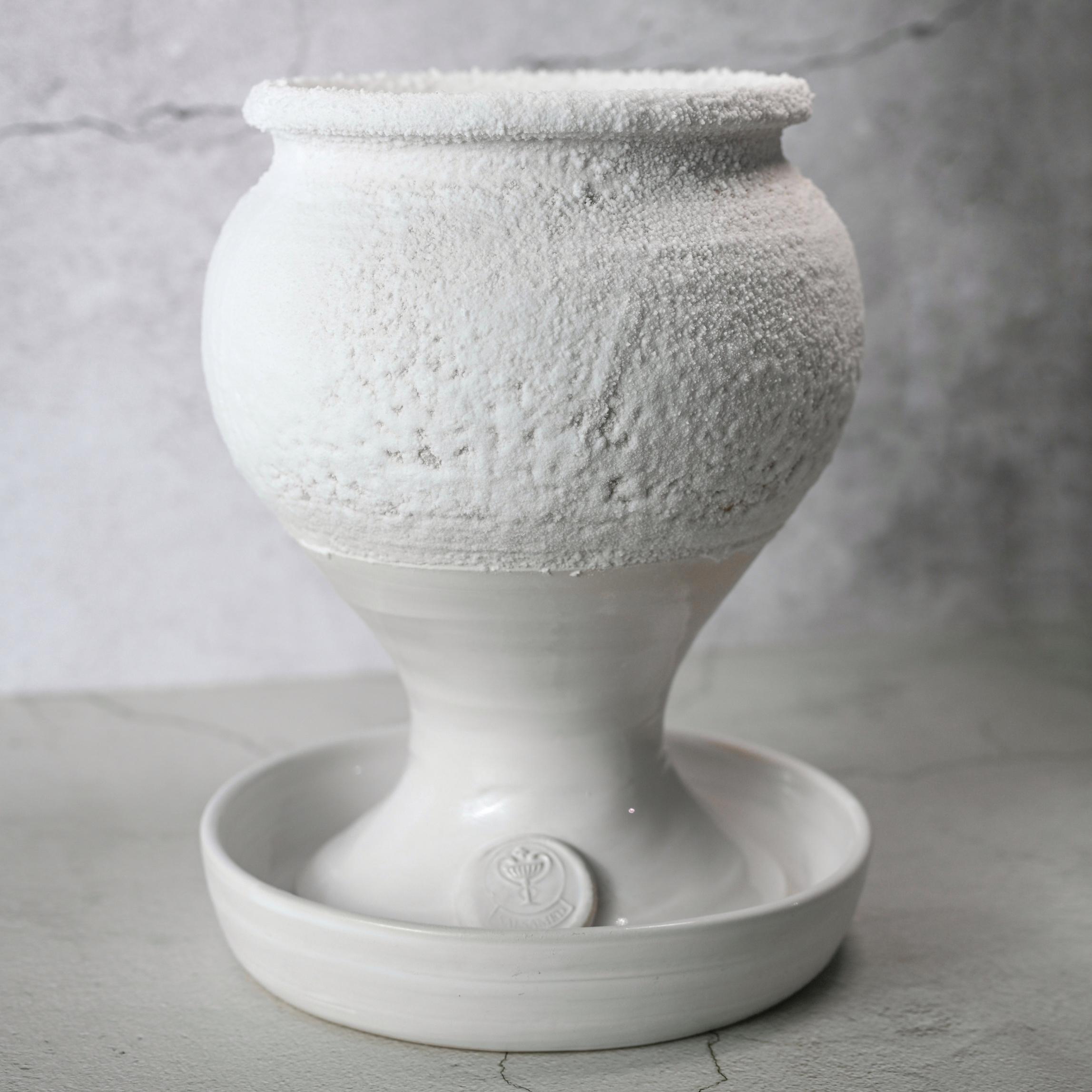 Salsamed Saltkalk i vit färg (glaserad)